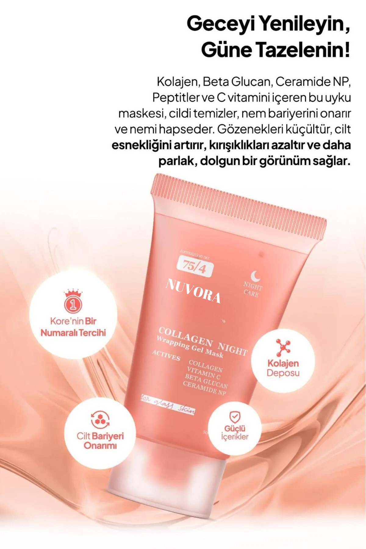 Nuvora Collagen Night Soyulabilen Gece Maskesi