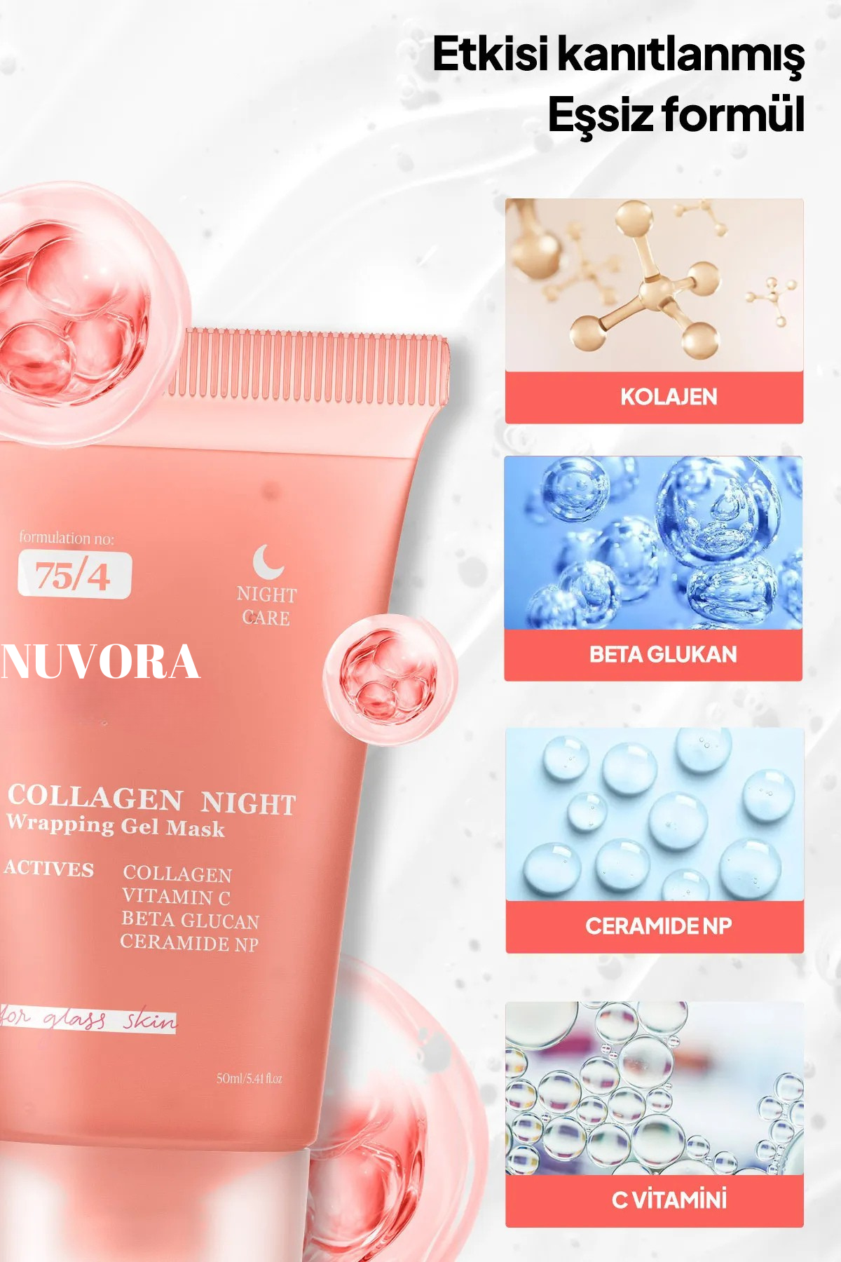 Nuvora Collagen Night Soyulabilen Gece Maskesi